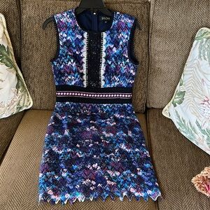 Floral print lace sheath dress, size 6